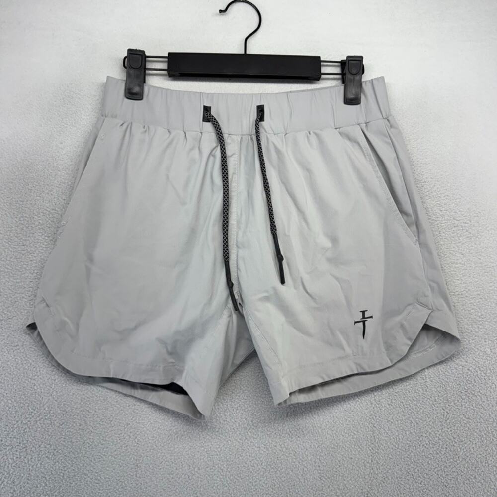 Three Nails Shorts Men's Small Gray Black Lined Running Athletic Workout Gym